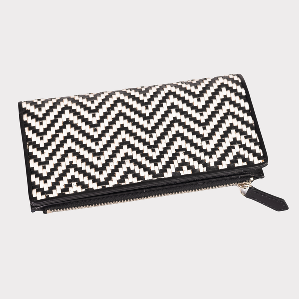 Woven Black & White Bifold Wallet