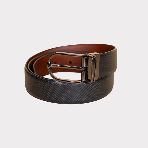 KEVIN-Formal Textured Leather Men's Belt- Reversible