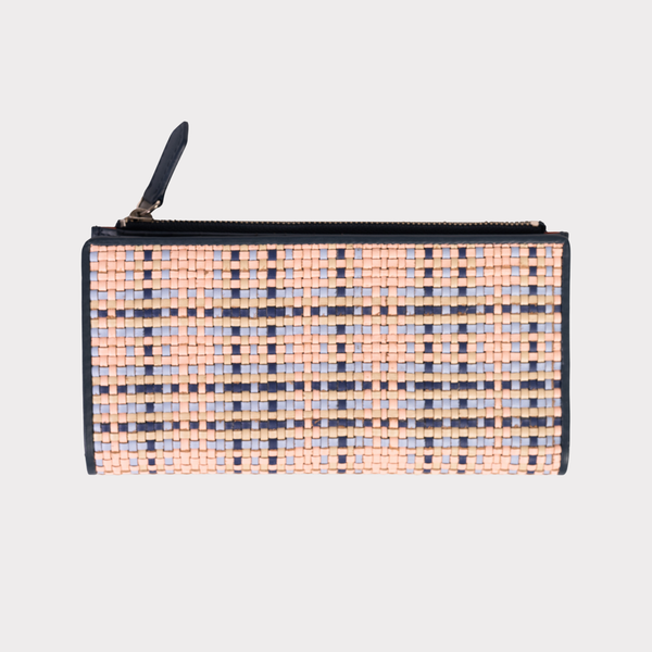 Woven Pink & Navy Bifold Wallet